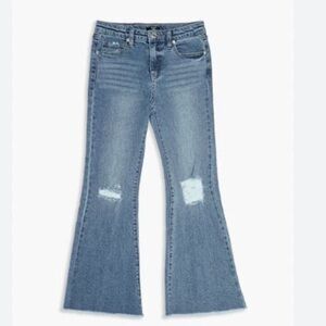 FOREVER 21 Girls Mid Rise Distressed Flare Jeans Size 13/14